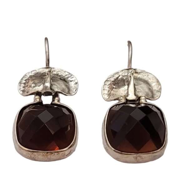 Silpada Faceted Square Smoky Quartz Sterling Silver French Hook Earrings, E738 - Picture 4 of 9